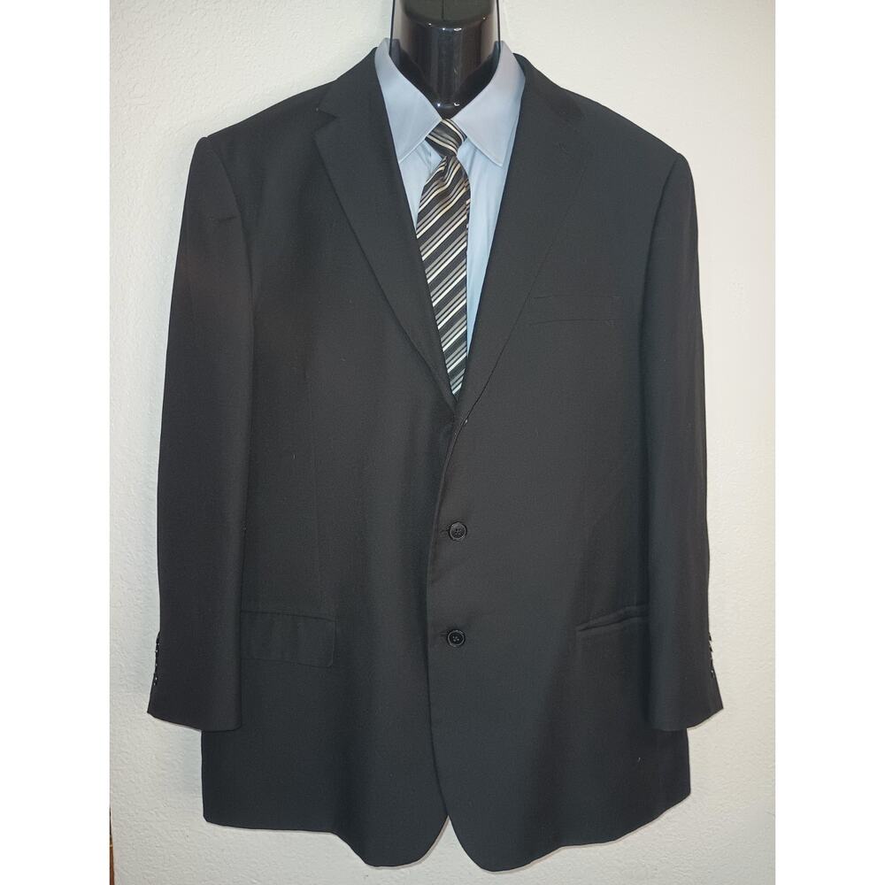 FUBU The Collection Black Classic Pinstripe Blazer Size 46L M006